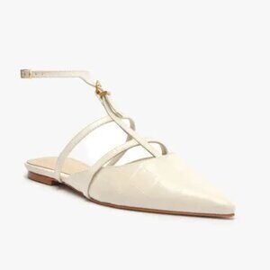 Schutz Hayden Ballet Crocodile-Embossed Leather Flat | Size 7 | Color: Natural